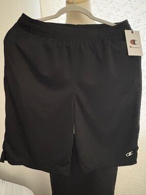 Champion Men’s Black Athletic Shorts with Logo